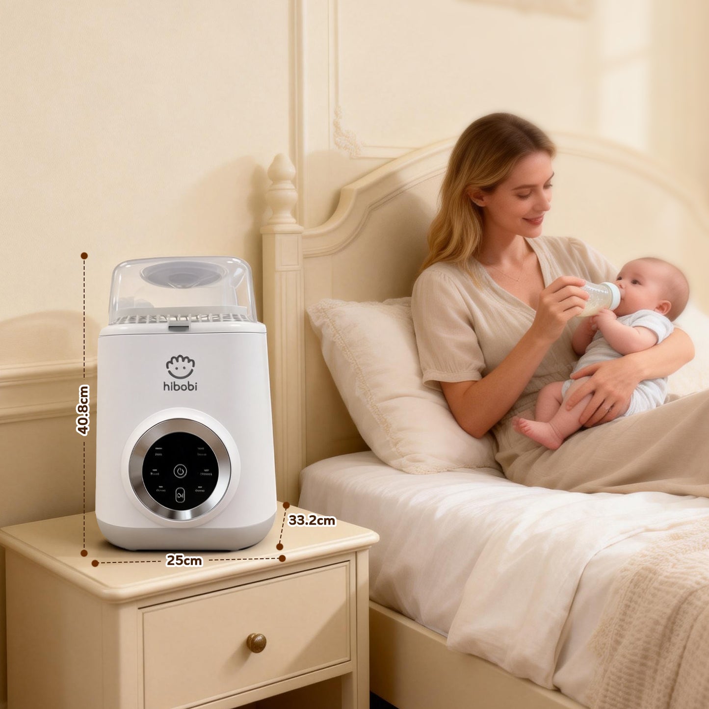 جهاز غسل وتعقيم وتجفيف رضّاعات الأطفال، مع وضعَي غسيل، يدعم تخزينًا نظيفًا حتى 72 ساعة، مناسب للرضّاعات والحلمات وأجزاء مضخات الحليب، يوفّر الوقت والجهد – أساسي للعائلات مع حديثي الولادة