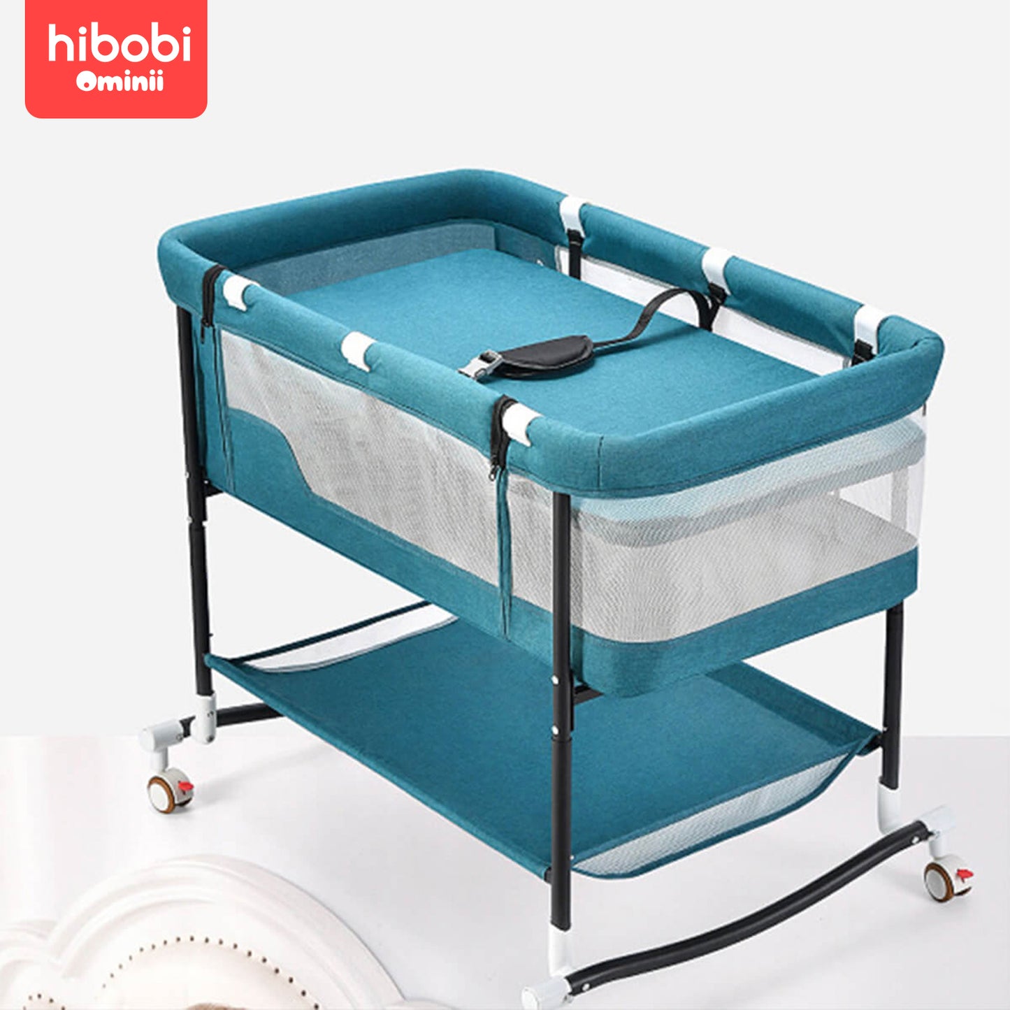 Hibobi Ominni Bed Infant Bed Travel Bed, Cradle, Foldable and Openable, Adjustable Cover, Storage, Mattress Cover.