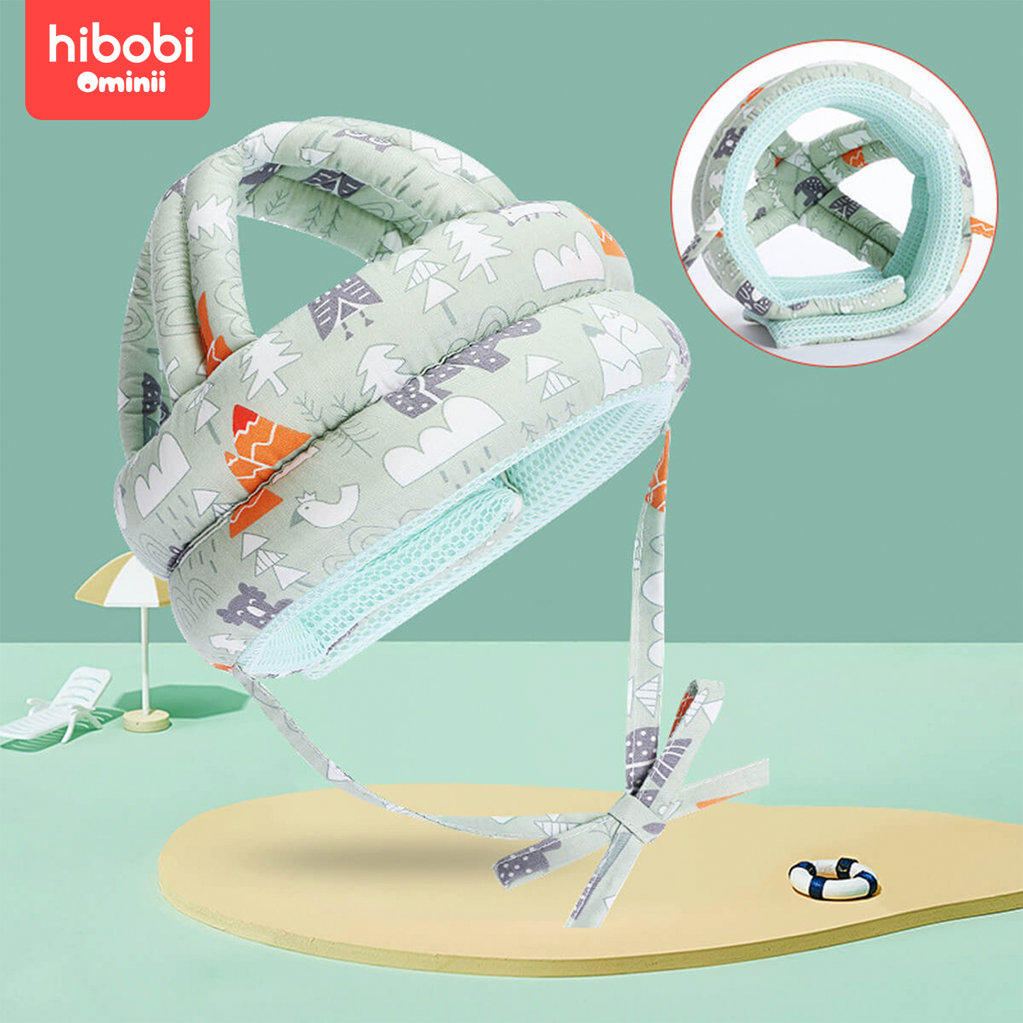 Hibobi Ominni Sock Helmet for Infant Crawling and Walking, Infant Safety Pillow, Head Protection for Newborns (Green and Pink)