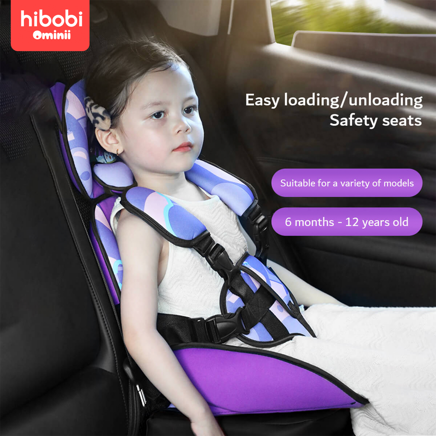 Hibobi Ominni is a simple and comfortable baby car seat, which can be folded for easy carrying, suitable for babies from 6 months to 12 years old.