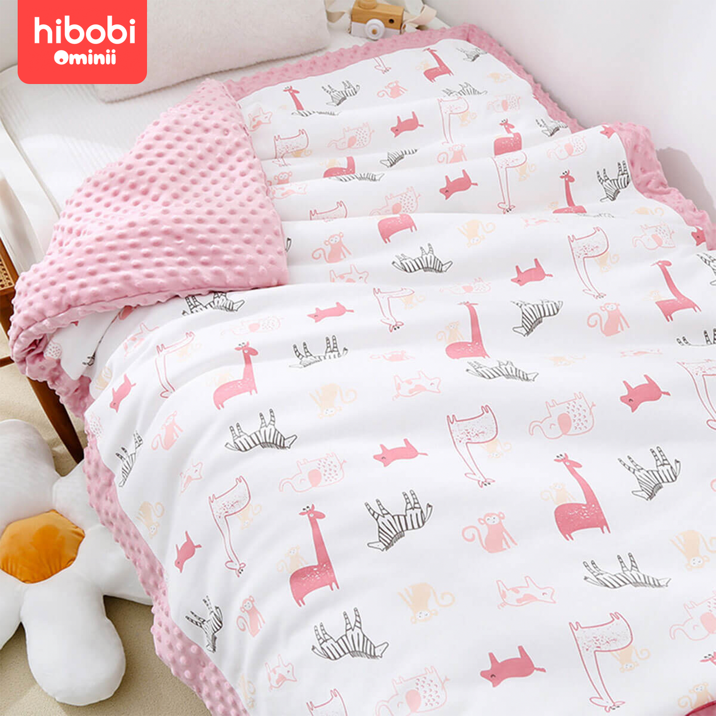 Hibobi Ominni Baby Boy's Soft Fleece Baby Blanket for Newborn Gift, Newborn Infant Wrap (Dots, 110x140cm).