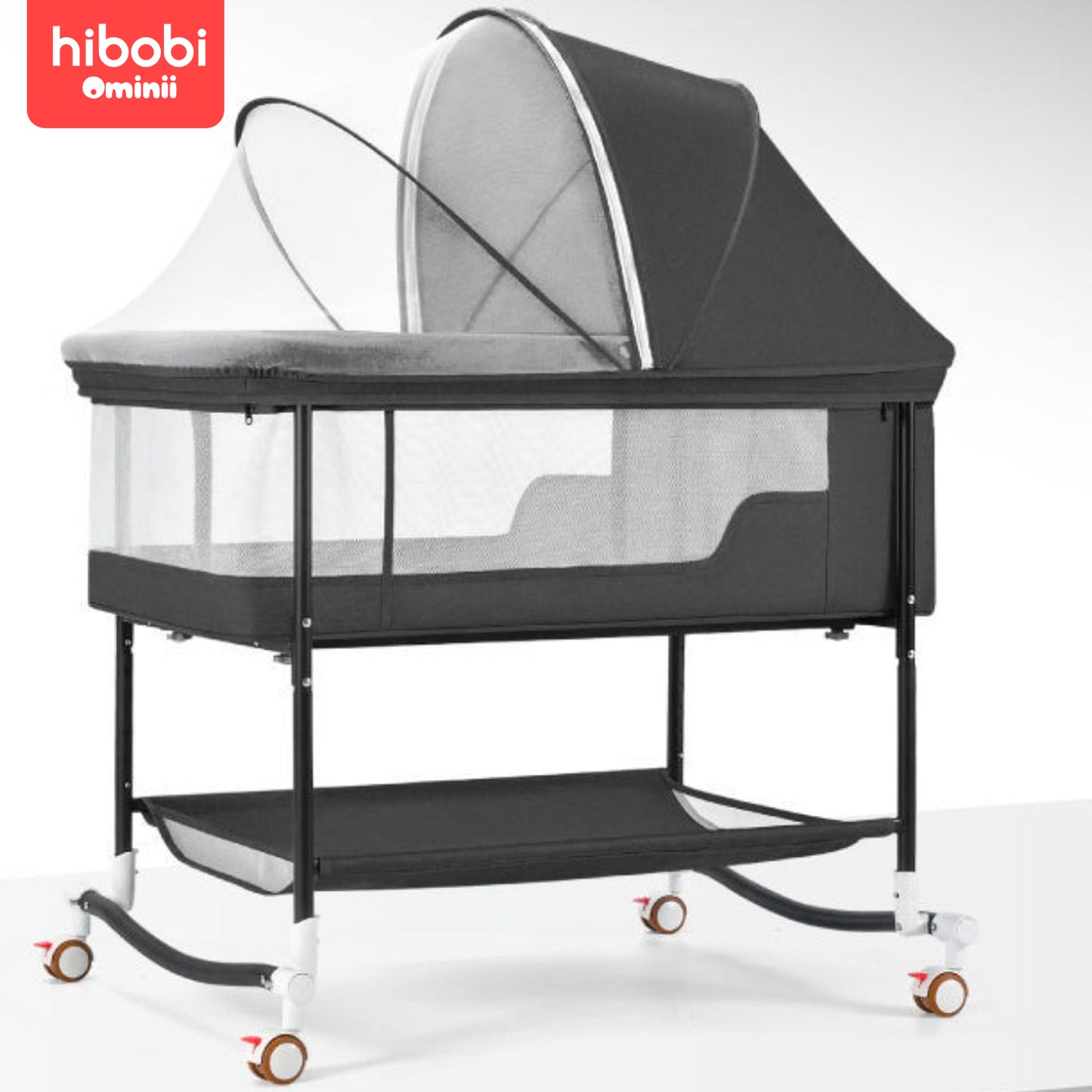 Hibobi Ominni Bed Infant Bed Travel Bed, Cradle, Foldable and Openable, Adjustable Cover, Storage, Mattress Cover.