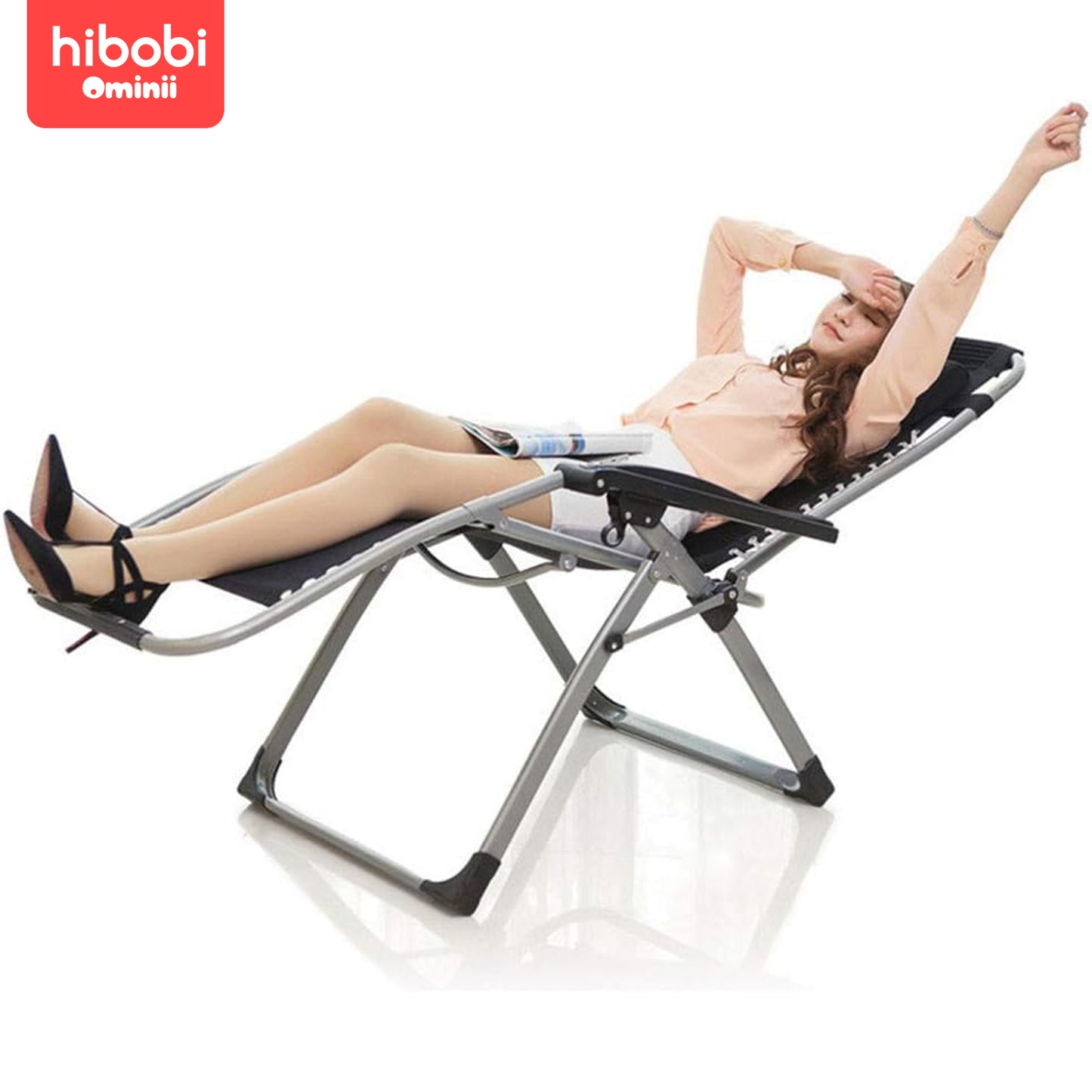 Hibobi Ominni portable beach chairs for sunbathing on balcony, outdoor camping and home for afternoon leisure. Back office chairs for lazy man (with cup holder)