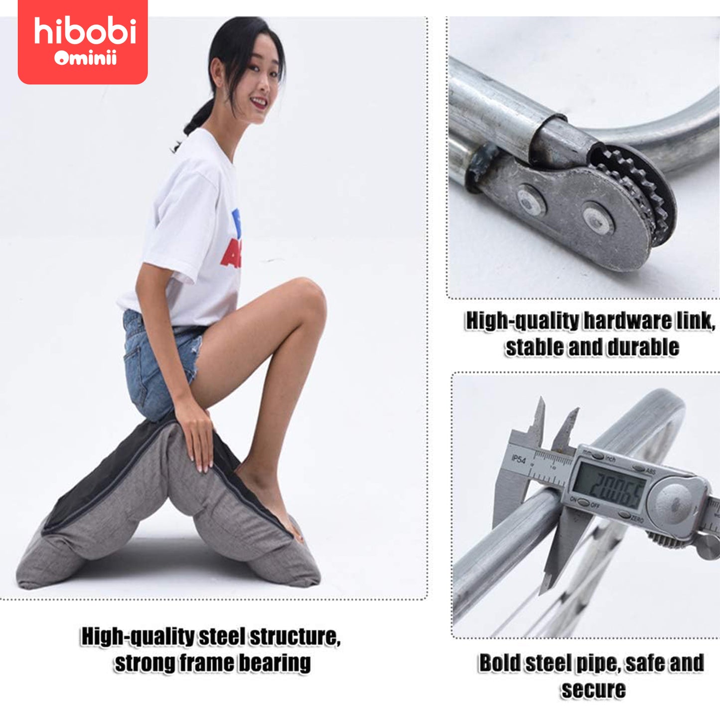 Hibobi Ominni Easy Recliner Sofa Chair with Adjustable Seats for Adults and Kids, Comfortable PP Cotton Seat, Convertible Foldable Bed, 6 Positions 90 Degree Flat.