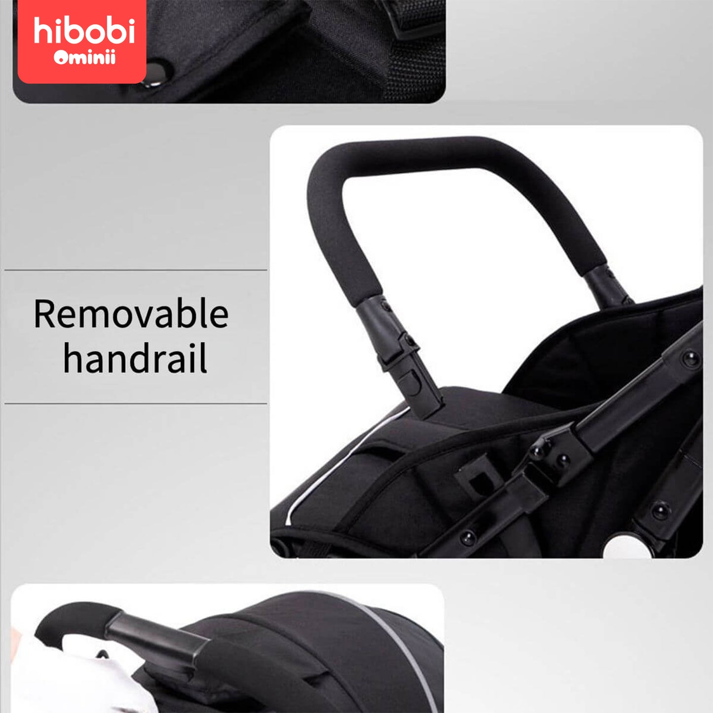Hibobi Ominni Lightweight Stroller, Lightweight Travel Stroller for 0-36 Months with Foldable Storage Basket, Strollers and Accessories, 5 Point Safety Harness (Grey, Black)