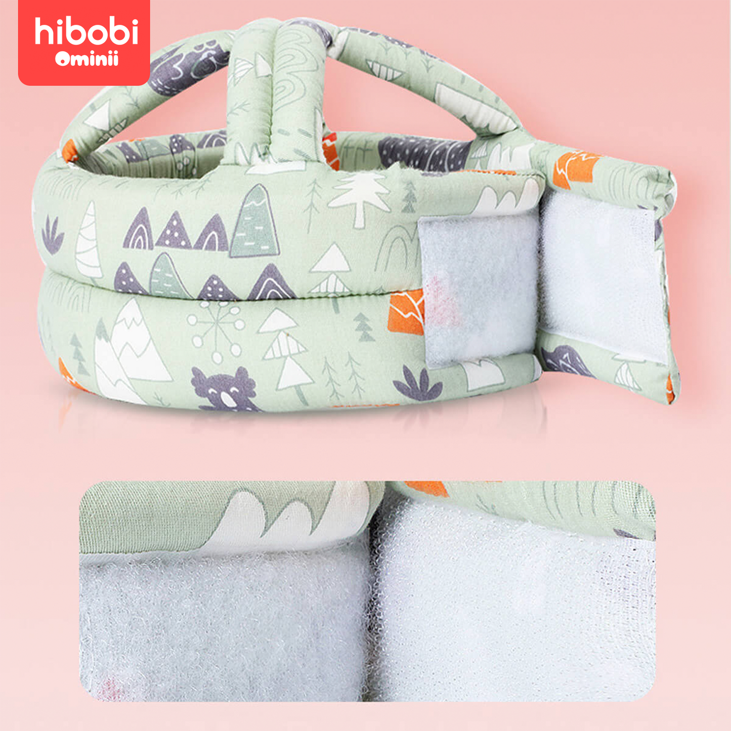 Hibobi Ominni Sock Helmet for Infant Crawling and Walking, Infant Safety Pillow, Head Protection for Newborns (Green and Pink)