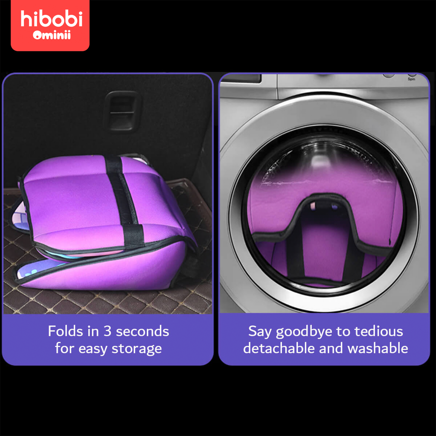 Hibobi Ominni is a simple and comfortable baby car seat, which can be folded for easy carrying, suitable for babies from 6 months to 12 years old.