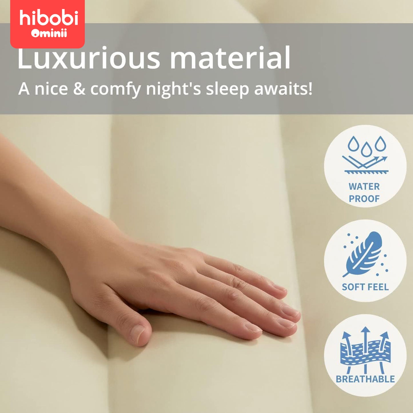 Hibobi Ominni Air Bed with Built-in Pump, Double Height Raised, Self-Inflating Air Mattress, 660 Lb Capacity Inflatable Mattress for Home Camping in the Trunk Travel Bed for 2.