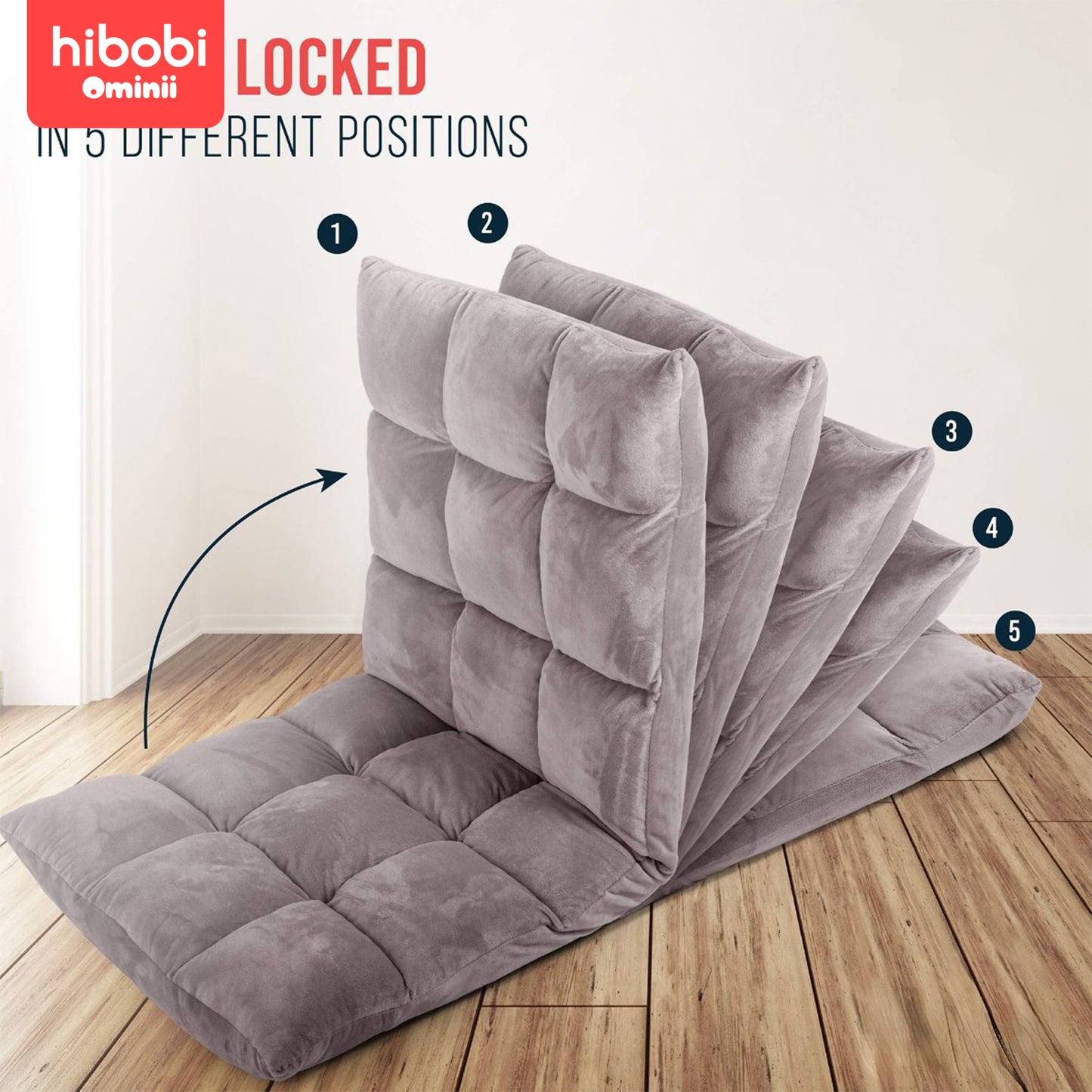 Hibobi Ominni Easy Recliner Sofa Chair with Adjustable Seats for Adults and Kids, Comfortable PP Cotton Seat, Convertible Foldable Bed, 6 Positions 90 Degree Flat.
