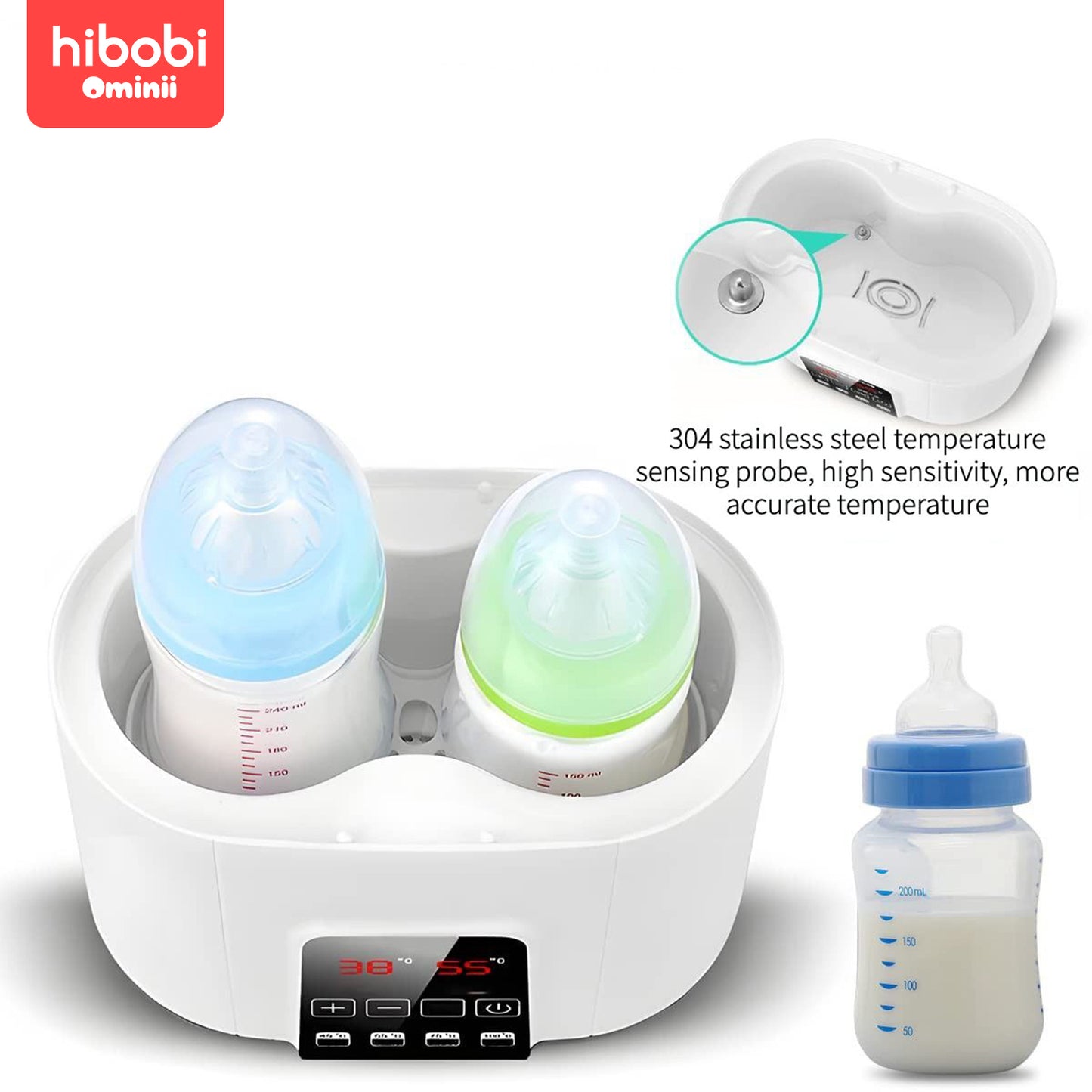 Hibobi Ominni Baby Bottle Sterilizer, Breastfeeding Milk Present Heater, Baby Bottle Sterilizer, Food Warmer, Natural Milk Dissolver, Double Baby Bottle Warmer (White)