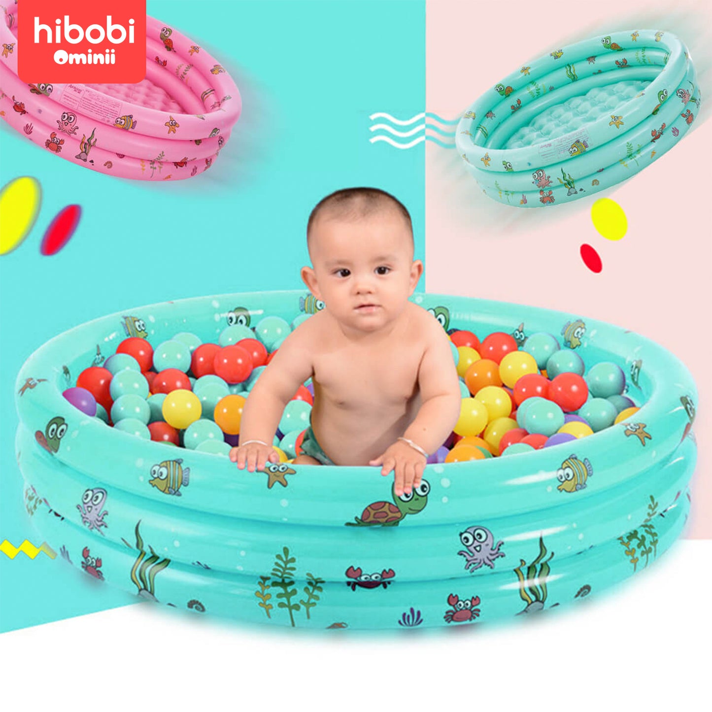 Hibobi Ominni Swimming Pool Children's Pool Large Swimming Pool Children's Ring Inflatable Swimming Pool, Suitable for Babies and Children to Swim and Play, Made of Safe PVC Material