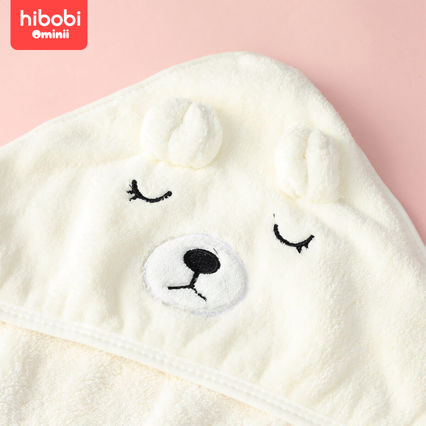 Hibobi Ominni Hooded Infant Bath Towel, Large Size 80 x 80 cm for Infants, Unique Cotton Animal Design for Your Baby, Super Soft, High Absorbency and No Lumping, Suitable for Boys and Girls