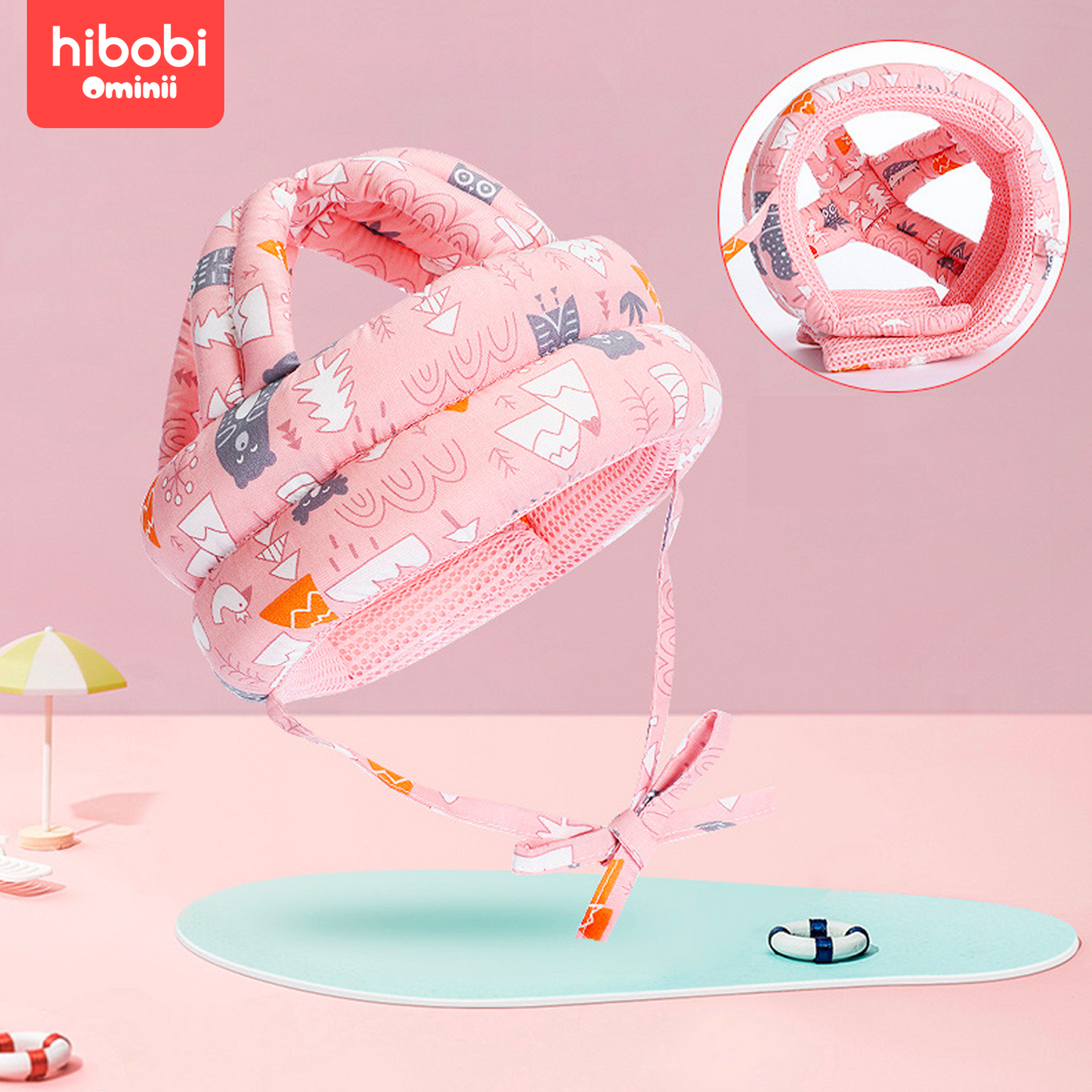 Hibobi Ominni Sock Helmet for Infant Crawling and Walking, Infant Safety Pillow, Head Protection for Newborns (Green and Pink)