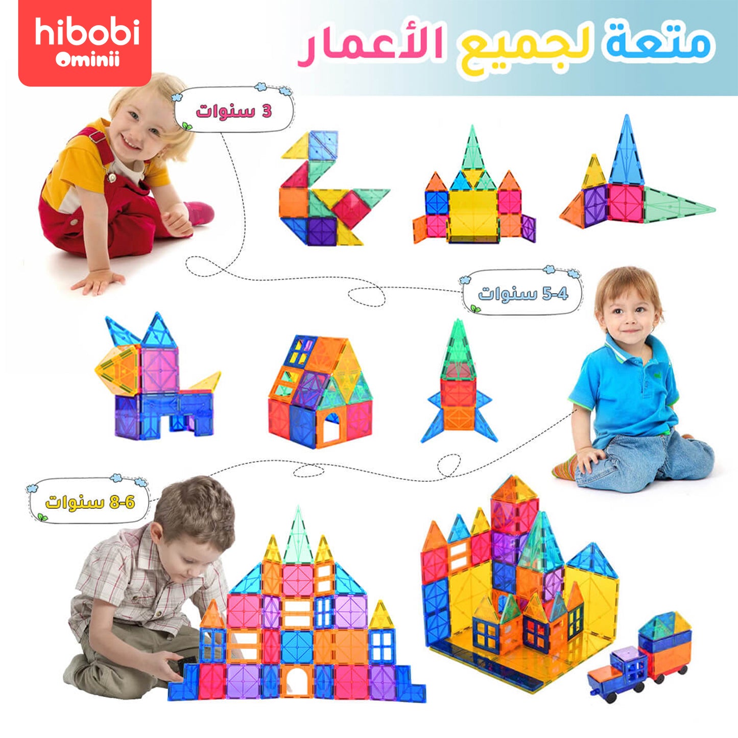 هاي بوبي أوميني مجموعة كتل البناء المغناطيسية، ألعاب الأطفال، كتل البناء ثلاثية الأبعاد، تطوير إبداع الأطفال، إلهام وتسلية تتجاوز الخيال(48PCS)