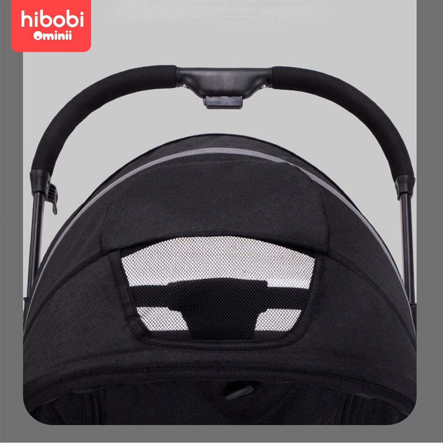 Hibobi Ominni Lightweight Stroller, Lightweight Travel Stroller for 0-36 Months with Foldable Storage Basket, Strollers and Accessories, 5 Point Safety Harness (Grey, Black)