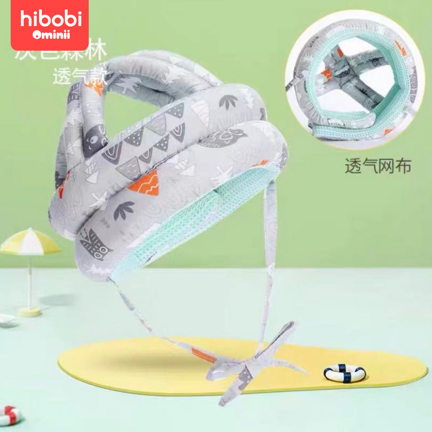 Hibobi Ominni Sock Helmet for Infant Crawling and Walking, Infant Safety Pillow, Head Protection for Newborns (Green and Pink)