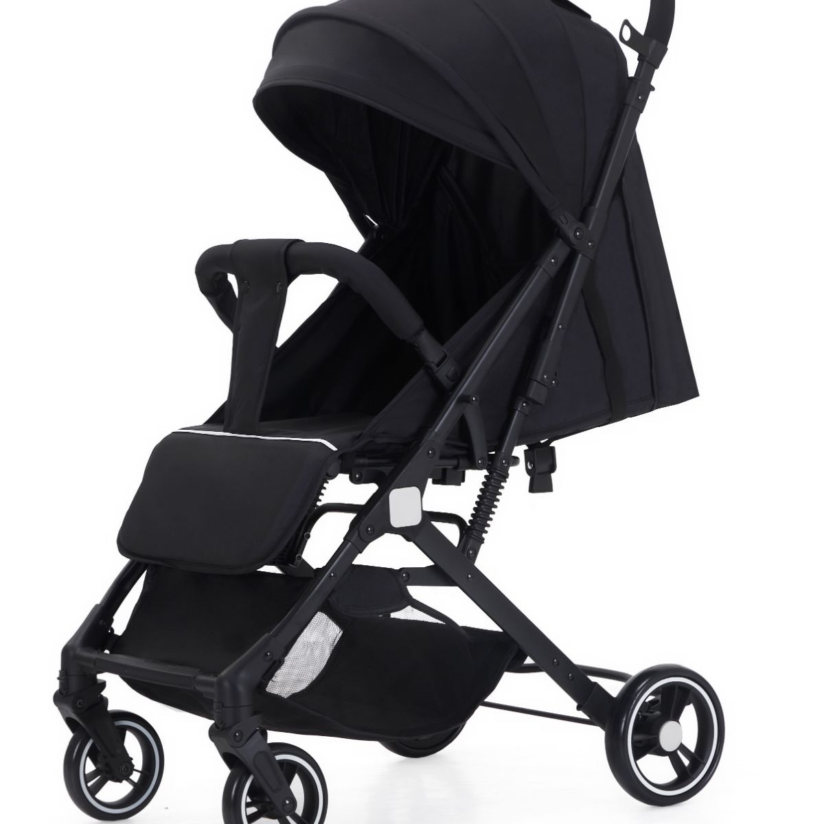 Hibobi Ominni Lightweight Stroller, Lightweight Travel Stroller for 0-36 Months with Foldable Storage Basket, Strollers and Accessories, 5 Point Safety Harness (Grey, Black)