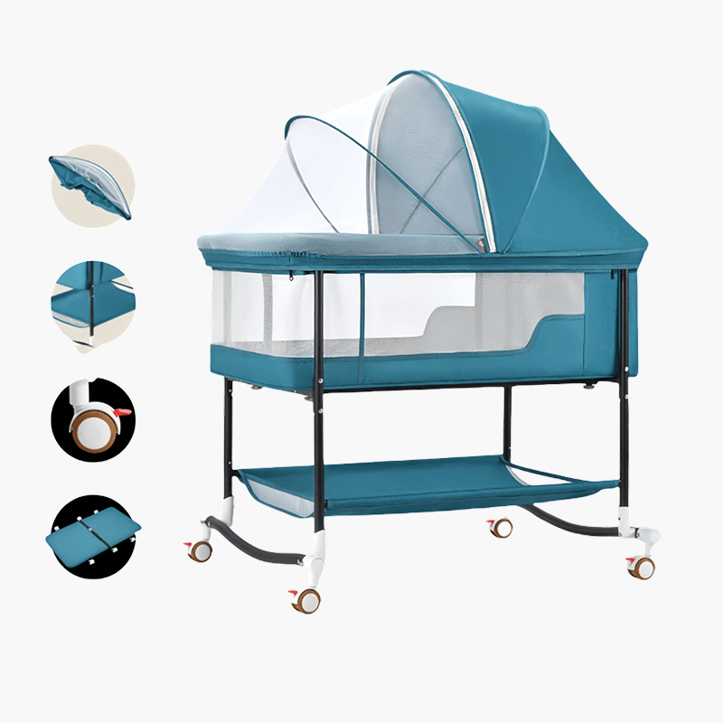 Hibobi Ominni Bed Infant Bed Travel Bed, Cradle, Foldable and Openable, Adjustable Cover, Storage, Mattress Cover.