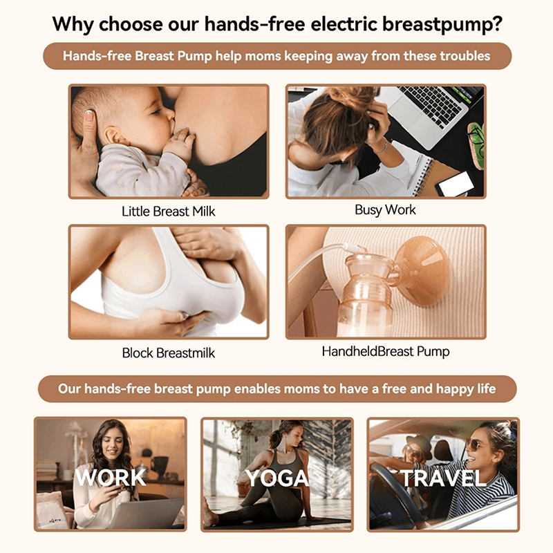 Hibobi Ominni Electric Breast Pump Electric Breast Pump Reciprocating Electric Breast Pump "All in One", Compact Massager for Silent Breast Pump, Hands Free and Pain Free, 3 Adjustable Positions at 9 Levels with LCD Display, Smart Timing (1pc)