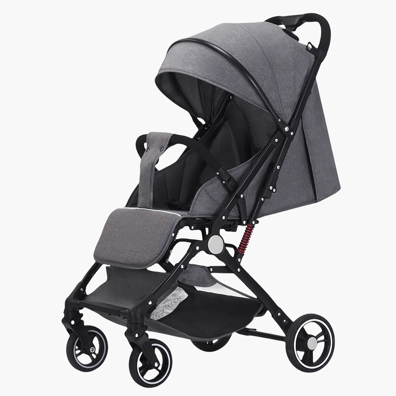 Hibobi Ominni Lightweight Stroller, Lightweight Travel Stroller for 0-36 Months with Foldable Storage Basket, Strollers and Accessories, 5 Point Safety Harness (Grey, Black)