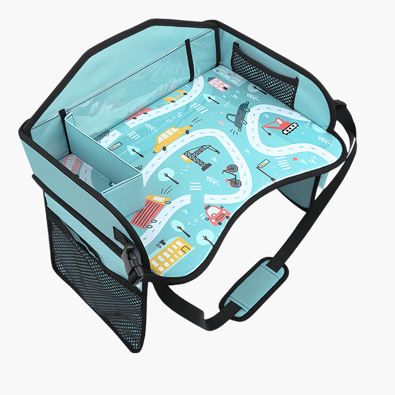 لوحة طعام للأطفال في السيارة باللون الأخضر، تُثبت على مقعد السيارة الخلفي كمنضدة آمنة متعددة الاستخدامات قابلة للطي