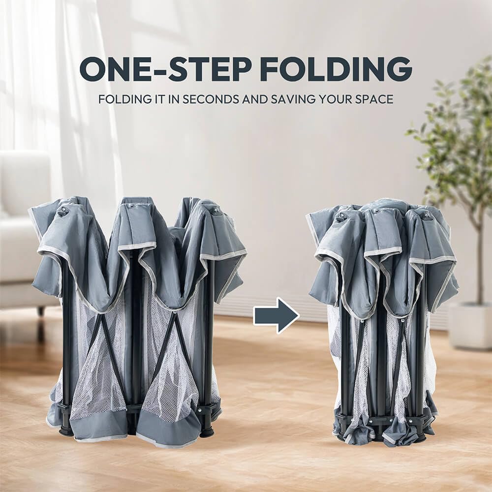 حظيرة لعب قابلة للطي للأطفال، أبعادها 120 × 120 × 66 سم، مزودة بفرشة مبطنة قابلة للإزالة وحقيبة تخزين.