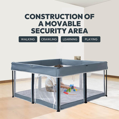 حظيرة لعب قابلة للطي للأطفال، أبعادها 120 × 120 × 66 سم، مزودة بفرشة مبطنة قابلة للإزالة وحقيبة تخزين.