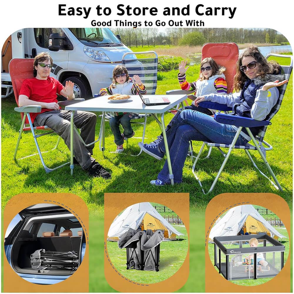 حظيرة لعب قابلة للطي للأطفال، أبعادها 120 × 120 × 66 سم، مزودة بفرشة مبطنة قابلة للإزالة وحقيبة تخزين.