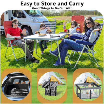 حظيرة لعب قابلة للطي للأطفال، أبعادها 120 × 120 × 66 سم، مزودة بفرشة مبطنة قابلة للإزالة وحقيبة تخزين.