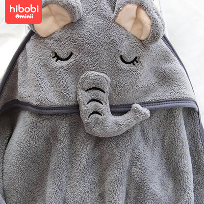 Hibobi Ominni Hooded Infant Bath Towel, Large Size 80 x 80 cm for Infants, Unique Cotton Animal Design for Your Baby, Super Soft, High Absorbency and No Lumping, Suitable for Boys and Girls