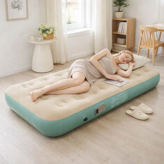 مرتبة هوائية مع مضخة مدمجة – مرتبة قابلة للنفخ محمولة، سرير هوائي للتخييم والسفر والاستخدام المنزلي، نفخ وتفريغ سريع