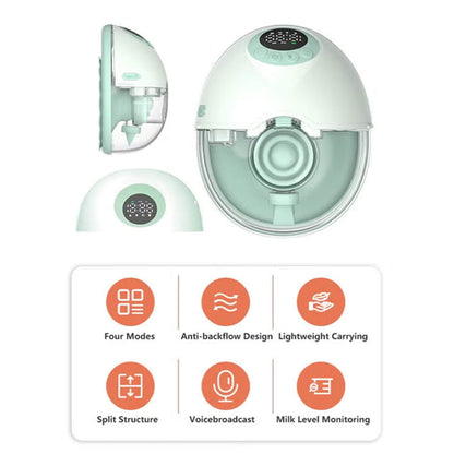 مضخة حليب كهربائية صامتة محمولة، مع 6 مقاسات، دليل صوتي ذكي، 4 أوضاع و12 مستوى شدة، 5 محولات سيليكون، وظيفة الذاكرة، مع جميع الملحقات (اللون الأخضر)