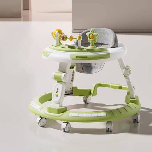 مشاية أطفال 3 في 1 مزوّدة بعجلات، مشاية للرضّع والأطفال الصغار للأولاد والبنات من عمر 6 إلى 18 شهرًا، قابلة للطي مع ارتفاعات قابلة للتعديل (اللون الأخضر)