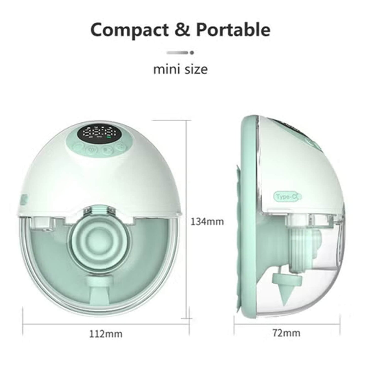 مضخة حليب كهربائية صامتة محمولة، مع 6 مقاسات، دليل صوتي ذكي، 4 أوضاع و12 مستوى شدة، 5 محولات سيليكون، وظيفة الذاكرة، مع جميع الملحقات (اللون الأخضر)