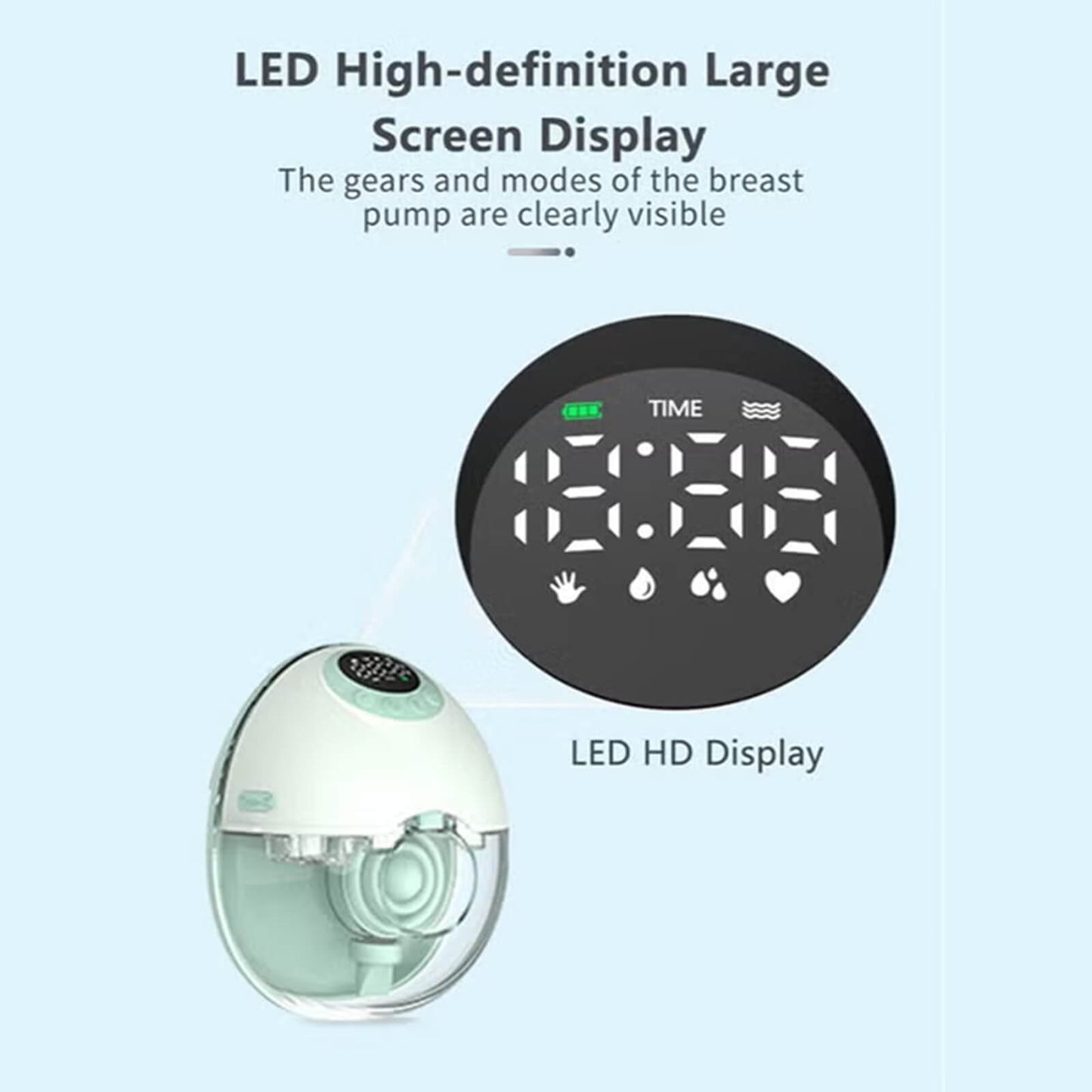 مضخة حليب كهربائية صامتة محمولة، مع 6 مقاسات، دليل صوتي ذكي، 4 أوضاع و12 مستوى شدة، 5 محولات سيليكون، وظيفة الذاكرة، مع جميع الملحقات (اللون الأخضر)