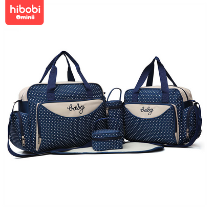 Hibobi Ominni Set of 5 Baby Changing Bag Handbag Shoulder Bag Bottle Holder with Changing Mat.