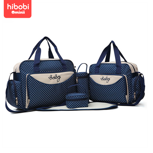 Hibobi Ominni Set of 5 Baby Changing Bag Handbag Shoulder Bag Bottle Holder with Changing Mat.