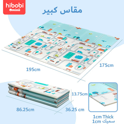 هاي بوبي أوميني مفرش لعب للأطفال، بحجم 195x175 سم، قابل للطي، مصنوع من الفوم، مقاوم للماء، مع تعزيز حواف.