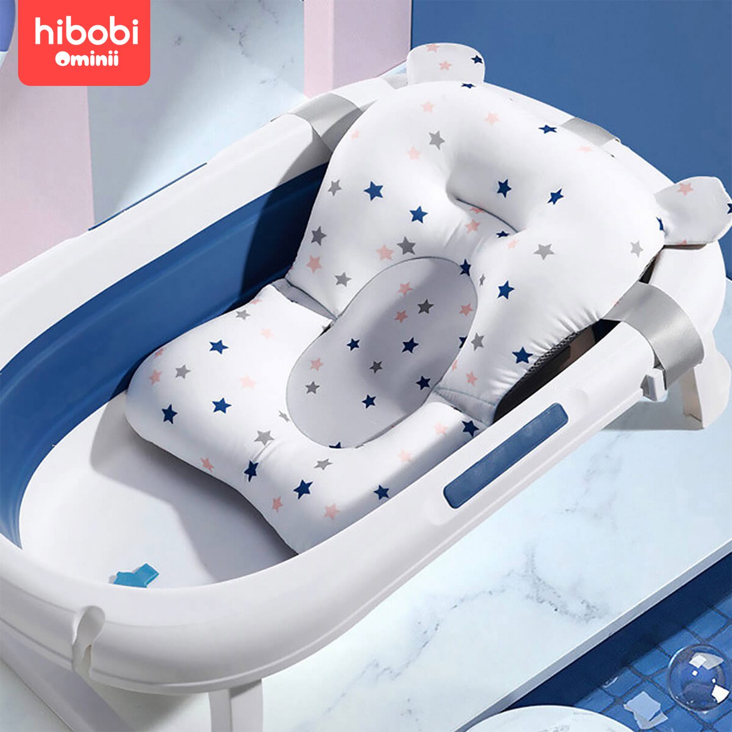 Hibobi Ominni Infant Bathtub Mat Seat, Foldable Foam Fits Most Infant Baths and Baby Essentials