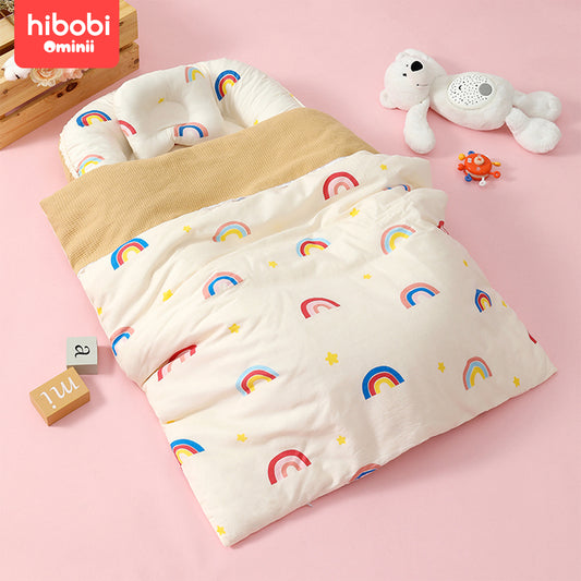 Hibobi Ominni Foldable Carrycot, Infant Honeycomb Ventilated Travel Pillow, Breathable Bee Technology, Available in a Range of Colors and Patterns.