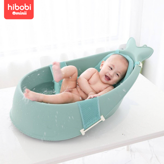Hibobi Ominni Baby Bathtub Portable Bathtub Bathtub, with Bath Mat and Drain Hole, Non-Slip Reinforcement, for Boys and Girls 0-3 Years (Green, Pink)