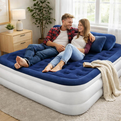 مرتبة هوائية مع مضخة مدمجة – سرير هوائي محمول بنفخ وتفريغ سريع، ارتفاع 40 سم، مرتبة قابلة للنفخ مع وسادة، مجموعة إصلاح وحقيبة تخزين للاستخدام في المنزل، التخييم واستقبال الضيوف