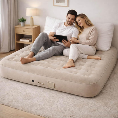 مرتبة هوائية مع مضخة مدمجة – سرير هوائي قابل للنفخ محمول للتخييم والسفر والمنزل، نفخ وتفريغ سريع، مصنوعة من PVC مقاوم للماء، مع وسادة وحقيبة تخزين