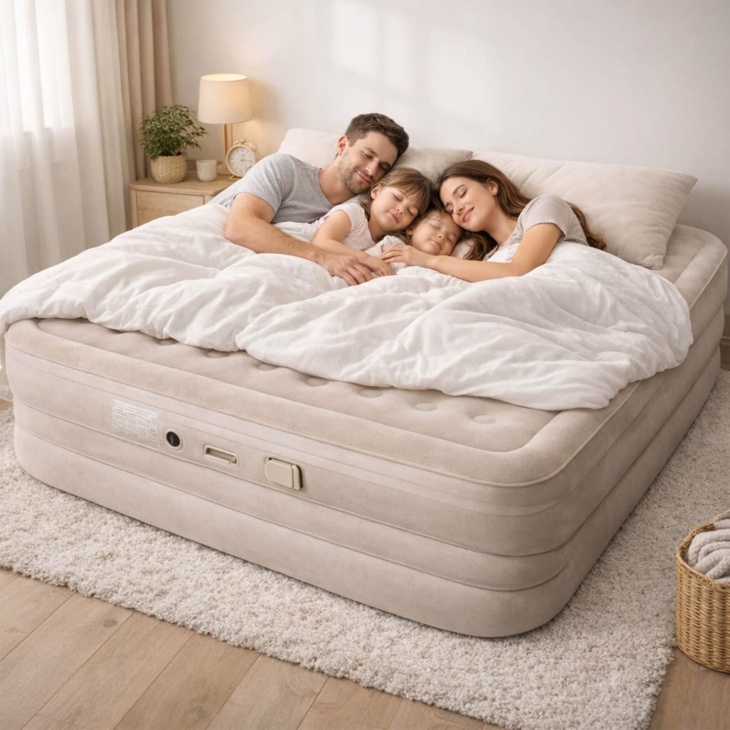 مرتبة هوائية مع مضخة مدمجة – سرير هوائي قابل للنفخ محمول للتخييم والسفر والمنزل، نفخ وتفريغ سريع، مصنوعة من PVC مقاوم للماء، مع وسادة وحقيبة تخزين