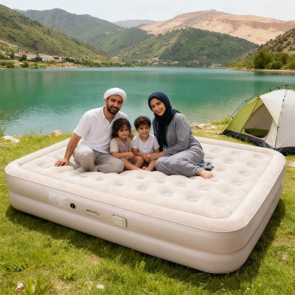 مرتبة هوائية مع مضخة مدمجة – سرير هوائي قابل للنفخ محمول للتخييم والسفر والمنزل، نفخ وتفريغ سريع، مصنوعة من PVC مقاوم للماء، مع وسادة وحقيبة تخزين