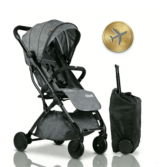 عربة أطفال للسفر للرضّع والأطفال الصغار، مناسبة للطائرة، طيّ بيد واحدة، مزوّدة بعجلات ممتصة للصدمات، مسند ظهر متعدد الوضعيات، حامل أكواب، مظلة حماية من أشعة الشمس UPF وسلة تخزين