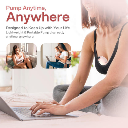 مضخة حليب كهربائية صامتة محمولة مزدوجة، مع 6 مقاسات، إرشاد صوتي ذكي، 4 أوضاع و12 مستوى شدة، 5 محولات سيليكون، وظيفة الذاكرة، مع جميع الملحقات – اللون الوردي