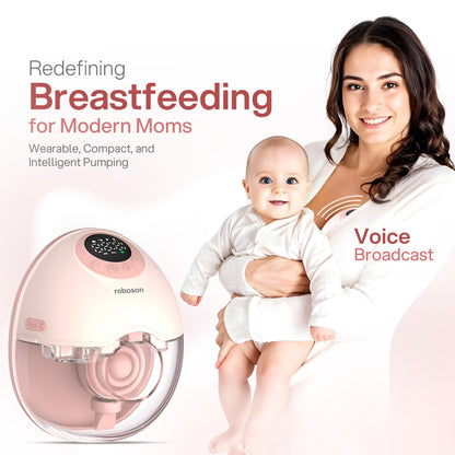 مضخة حليب كهربائية صامتة محمولة مزدوجة، مع 6 مقاسات، إرشاد صوتي ذكي، 4 أوضاع و12 مستوى شدة، 5 محولات سيليكون، وظيفة الذاكرة، مع جميع الملحقات – اللون الوردي