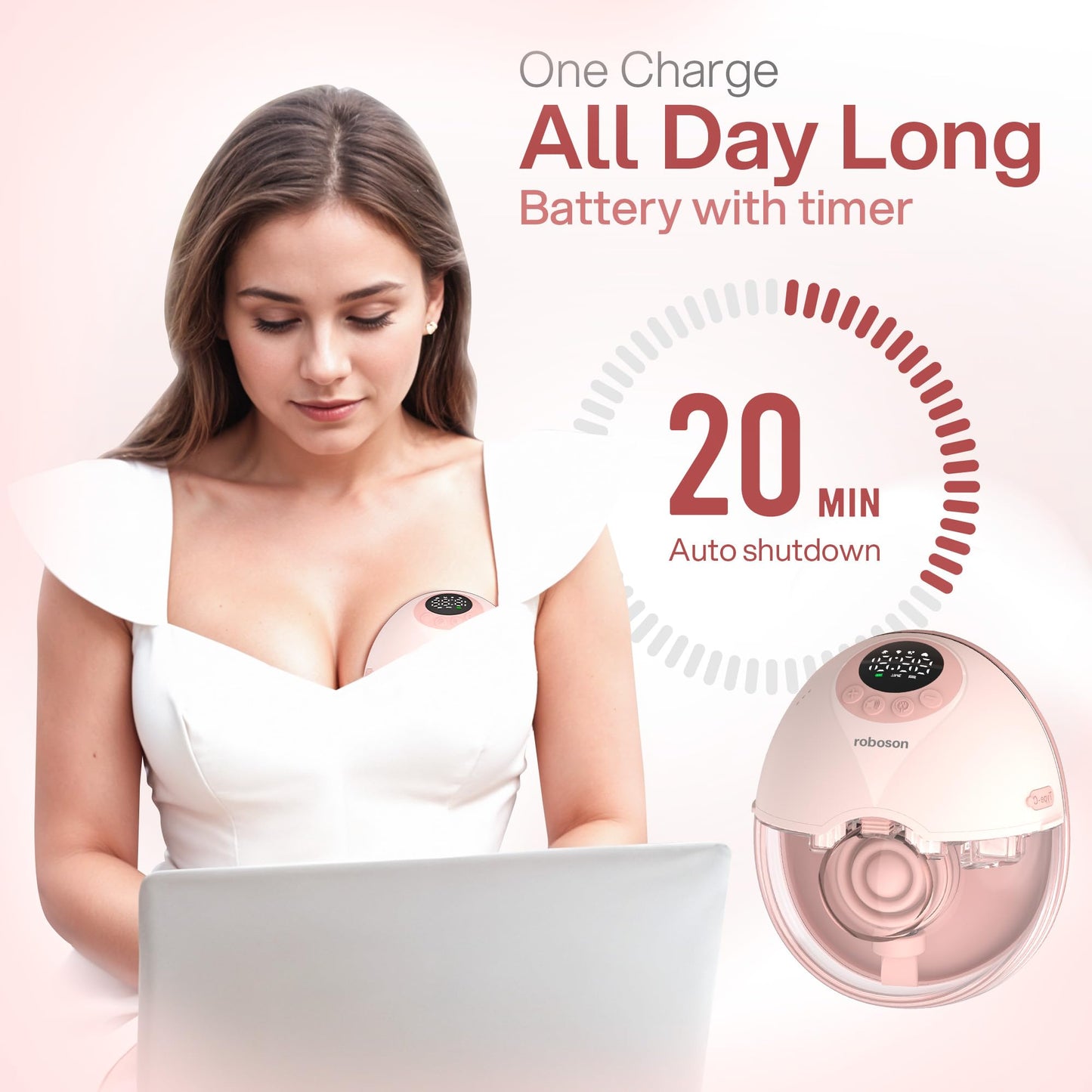 مضخة حليب كهربائية صامتة محمولة مزدوجة، مع 6 مقاسات، إرشاد صوتي ذكي، 4 أوضاع و12 مستوى شدة، 5 محولات سيليكون، وظيفة الذاكرة، مع جميع الملحقات – اللون الوردي