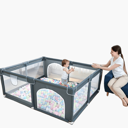 Hibobi Ominni Baby Playground, Fabric Play Park for Kids, Strong and Durable Indoor Outdoor Play Barrier, 50 Colorful Sea Balls